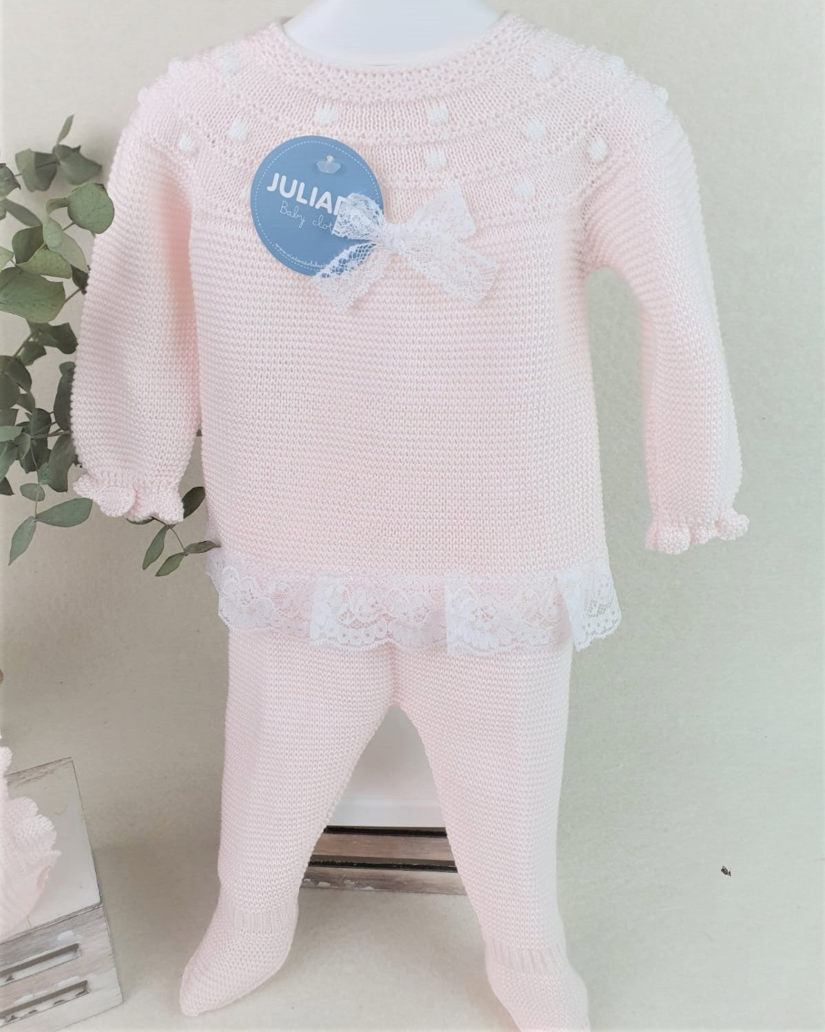Conjunto de polaina lin con canesú y bodoques