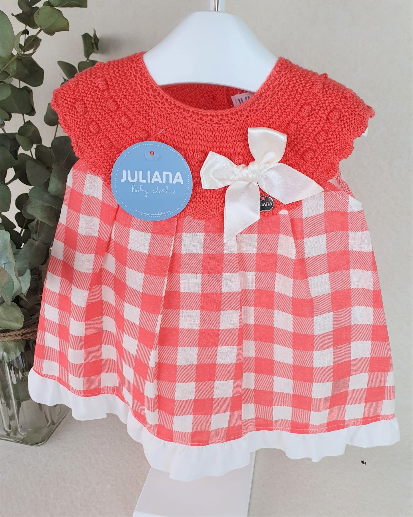 Vestido cuerpo de punto con tela de cuadritos