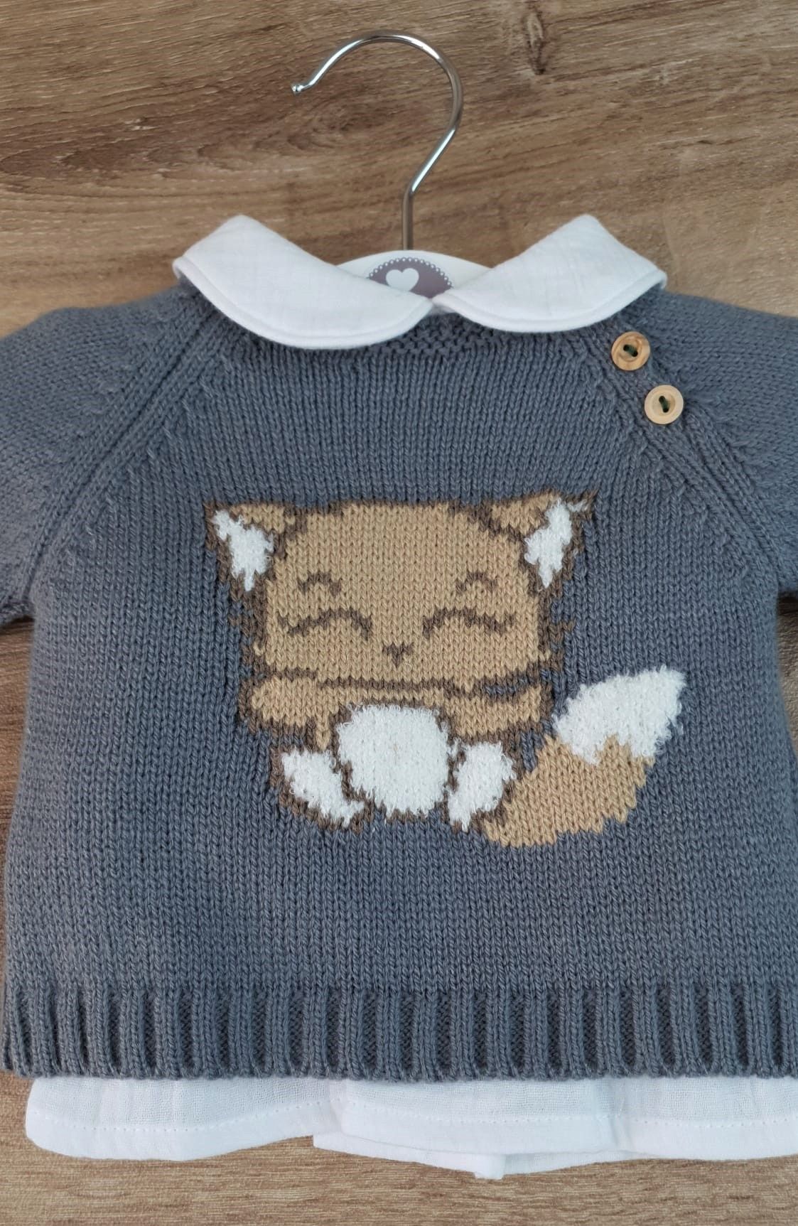 Conjunto bebé tres piezas Familia Gatito