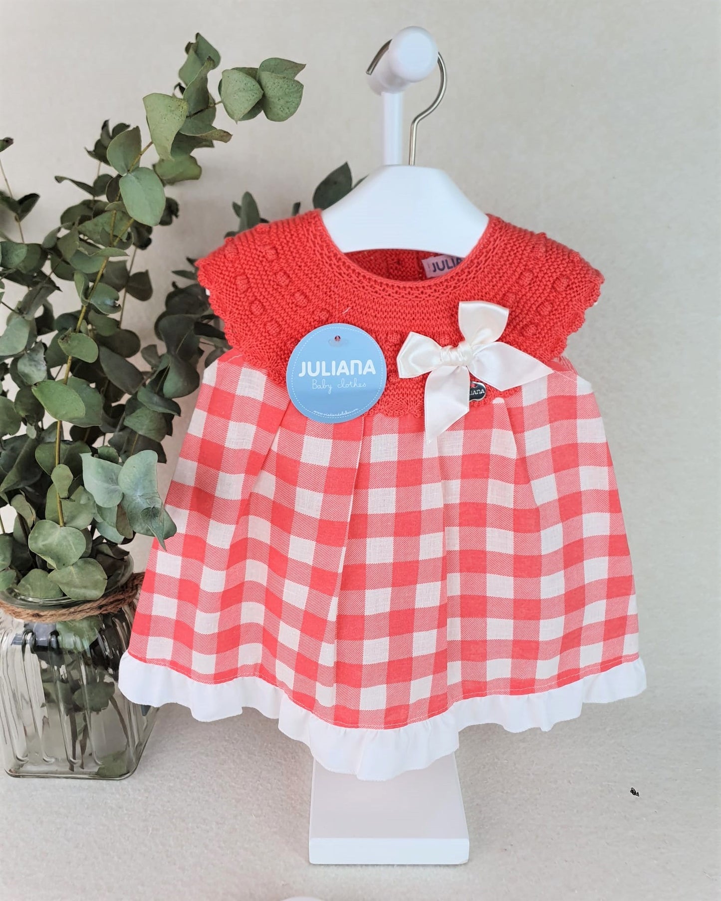 Vestido cuerpo de punto con tela de cuadritos