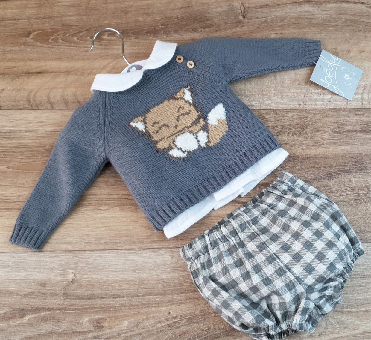 Conjunto bebé tres piezas Familia Gatito