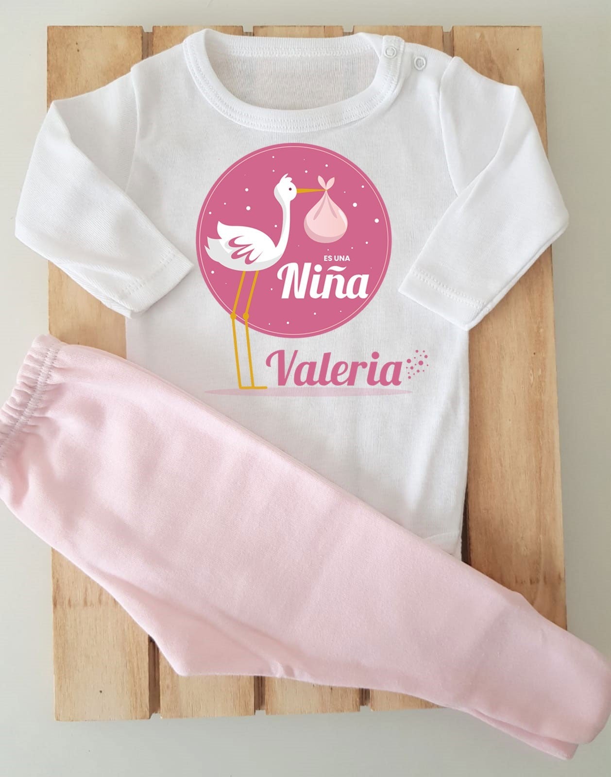 Body y polaina - Cigüeña, ¿niño o niña?