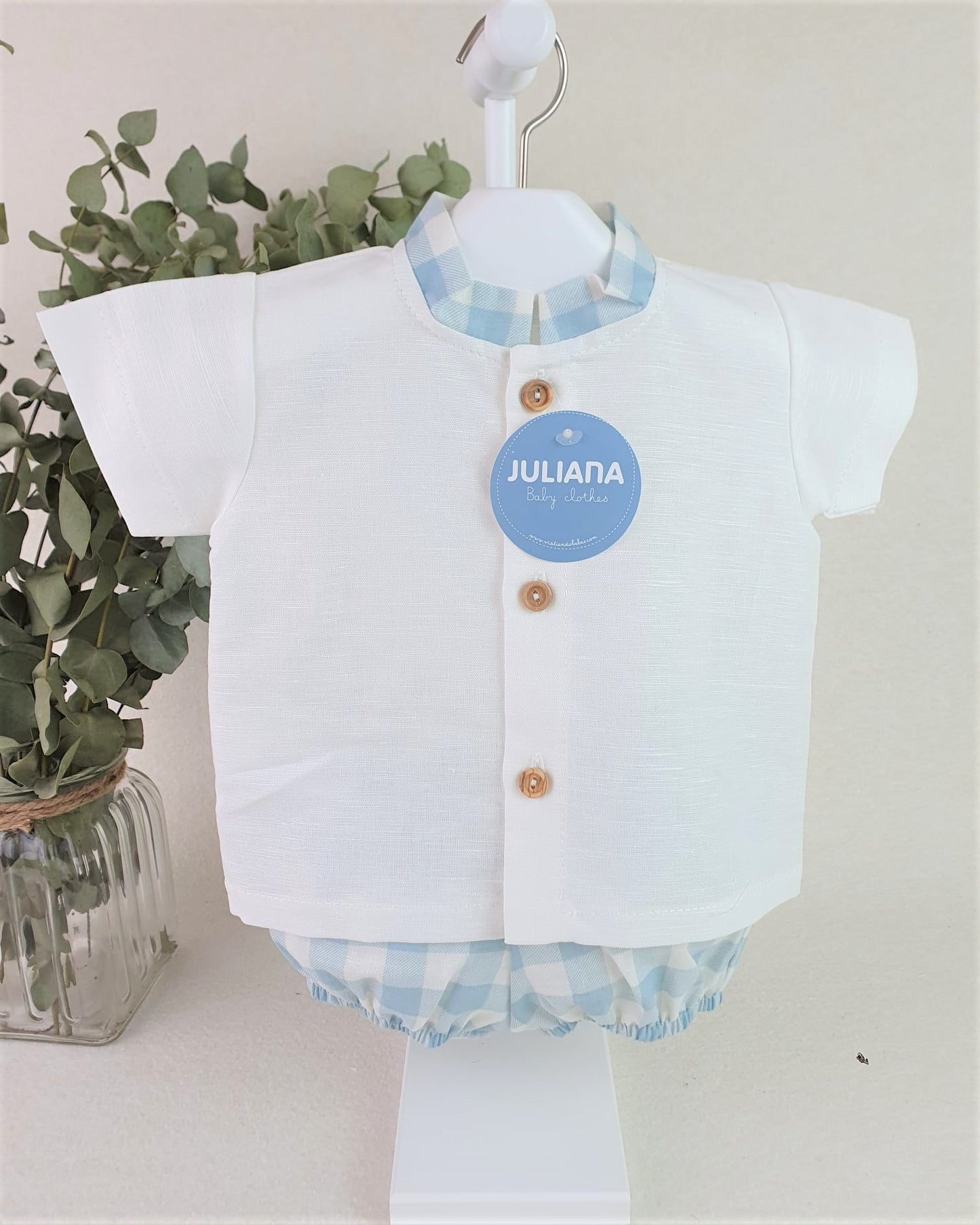 Conjunto camisa y pololo niño cuadritos