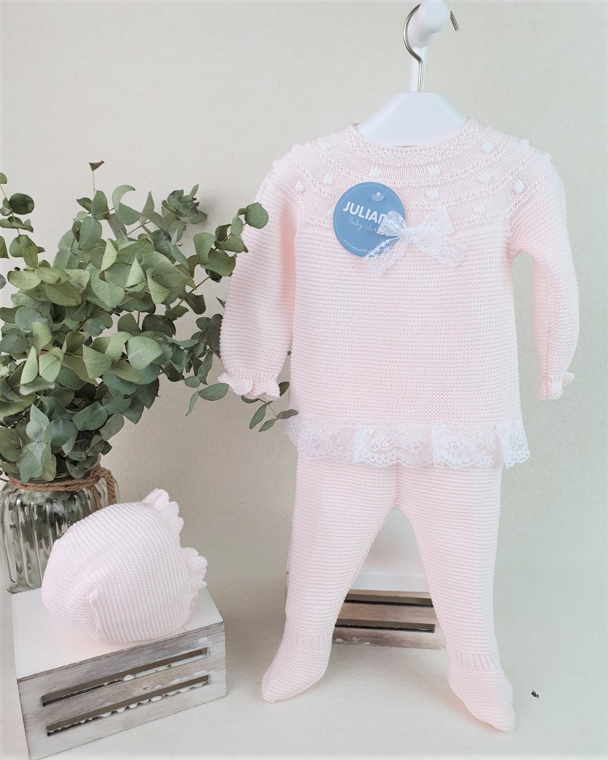 Conjunto de polaina lin con canesú y bodoques