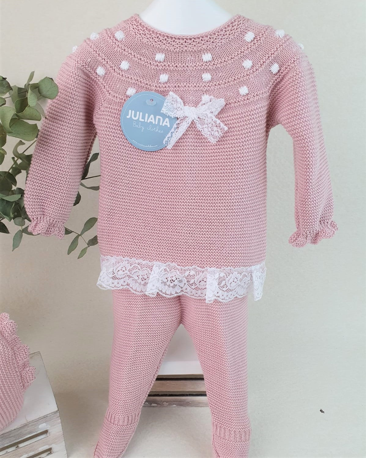 Conjunto de polaina lin con canesú y bodoques