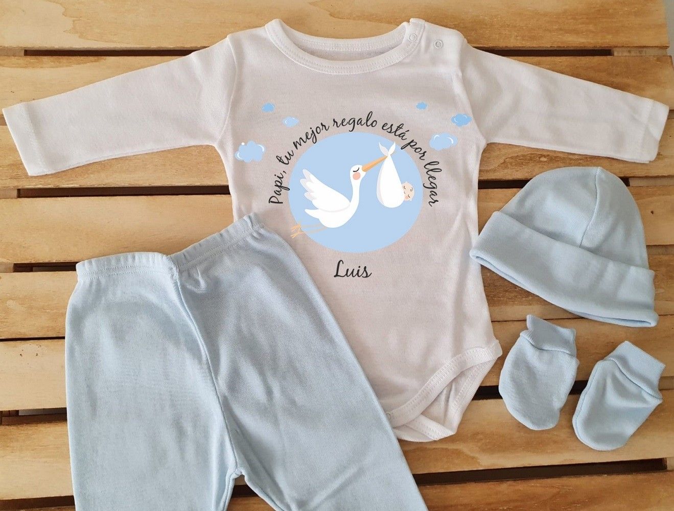 Conjunto completo - Papi, tu mejor regalo está por llegar con gor
