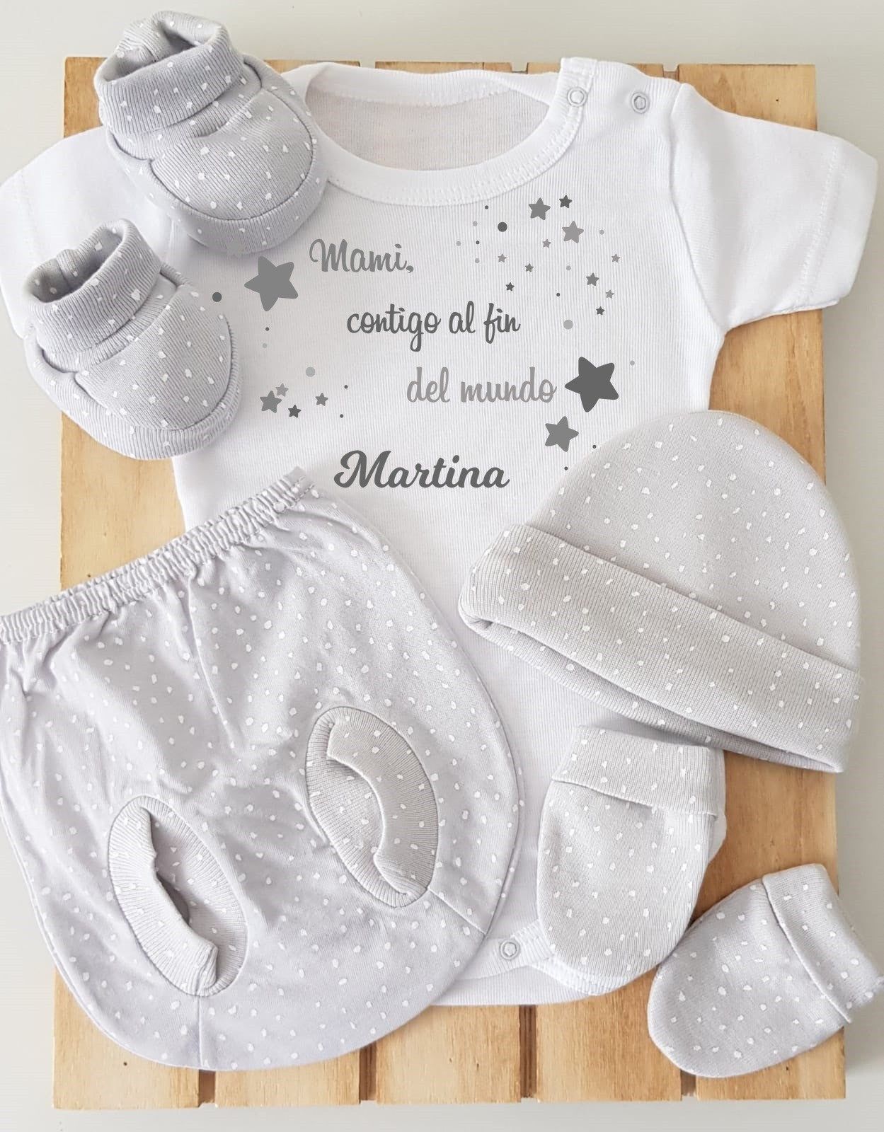 Body, ranita, gorrito, manoplas y patucos - Mami, contigo al fin del mundo - top