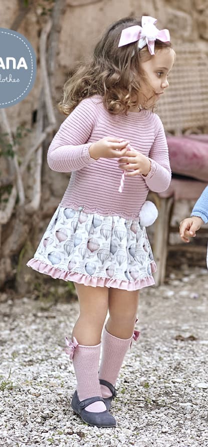 Vestido de cuerpo de punto con talle bajo y estampado de globos