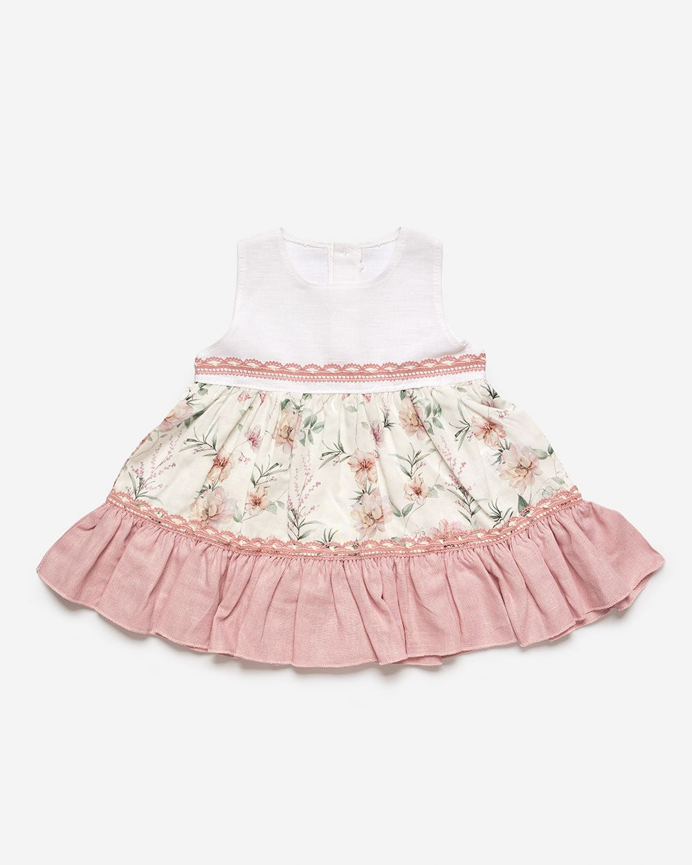 Vestido con dos volantes y tela de flores