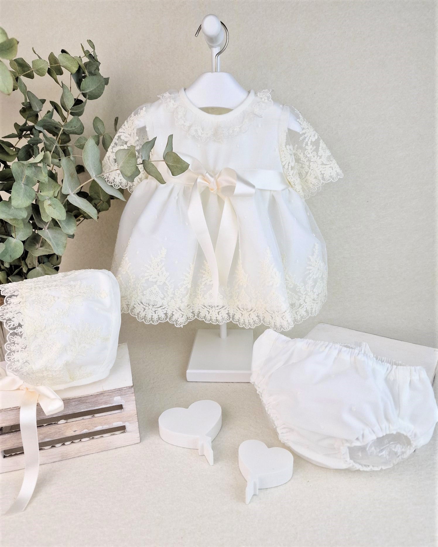 Encaje Jesusito Bautizo Jesusito Con Tul, Encajes, Capota Y