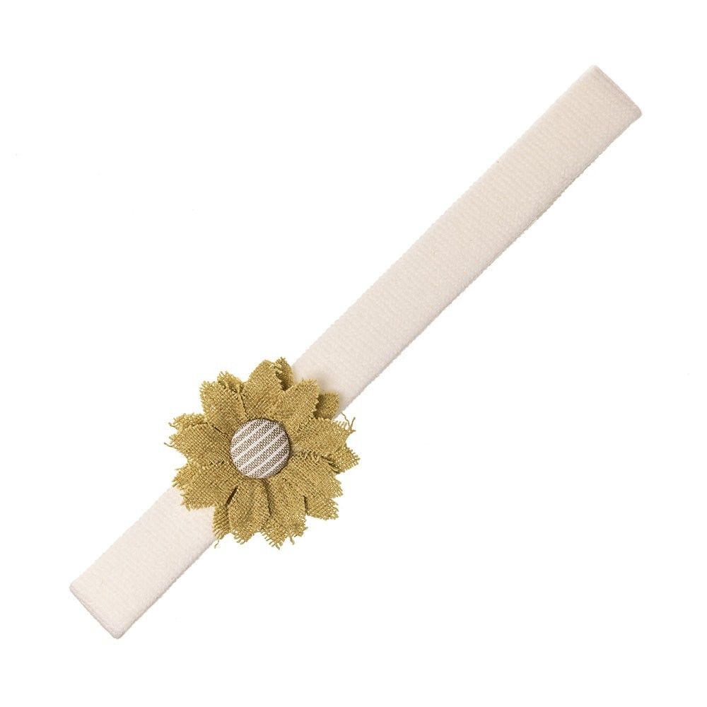 Turbante bebé flor puntas con botón rayas flores