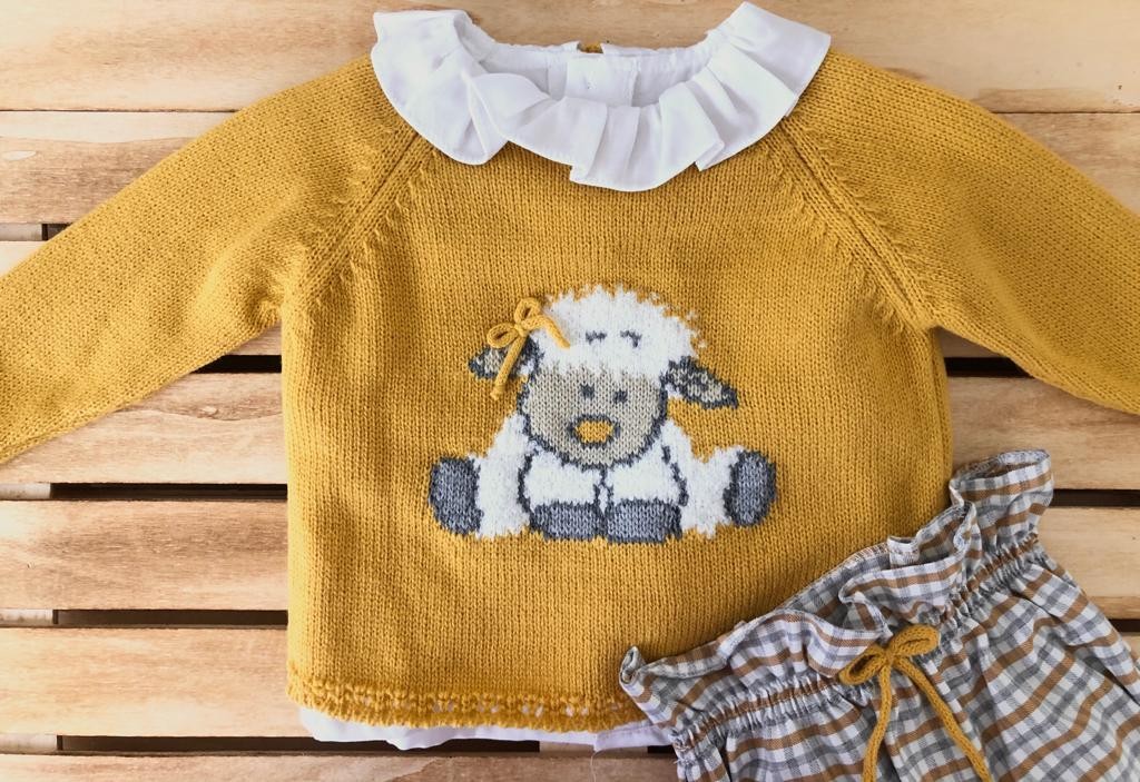 Conjunto de tres piezas ovejitas con lacito