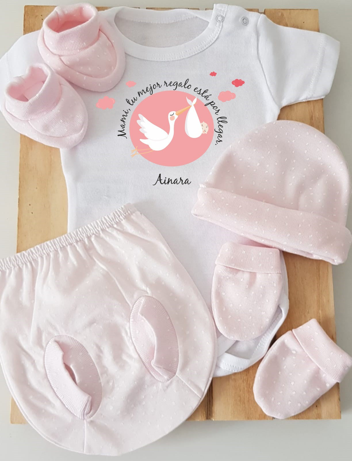 Body, ranita, gorrito, manoplas y patucos - Mami, tu mejor regalo está por lleg