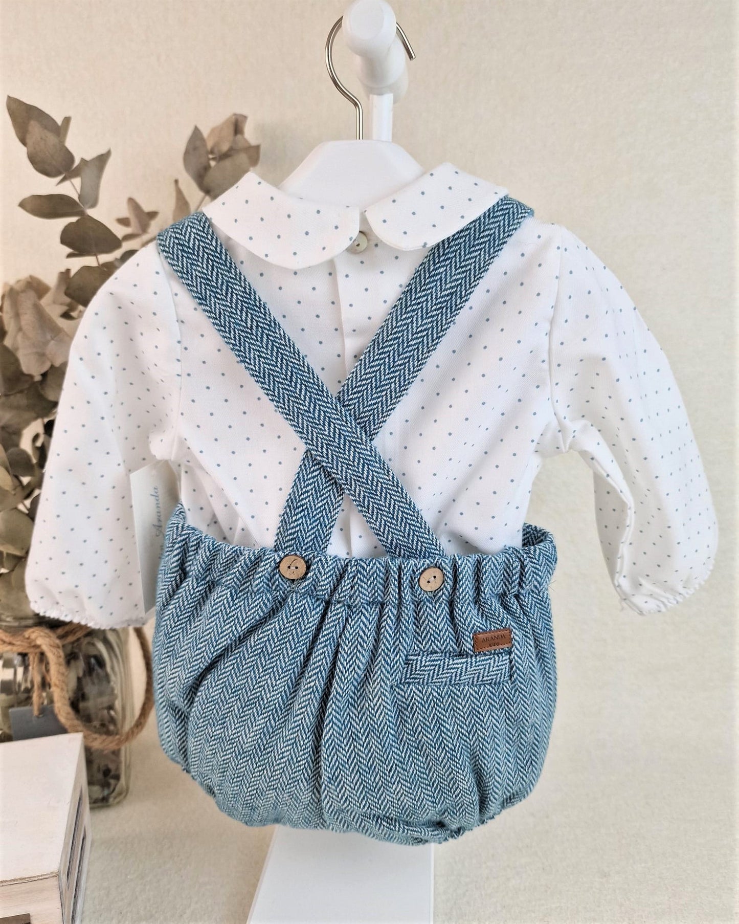 Conjunto peto y camisa niño Petit flowers