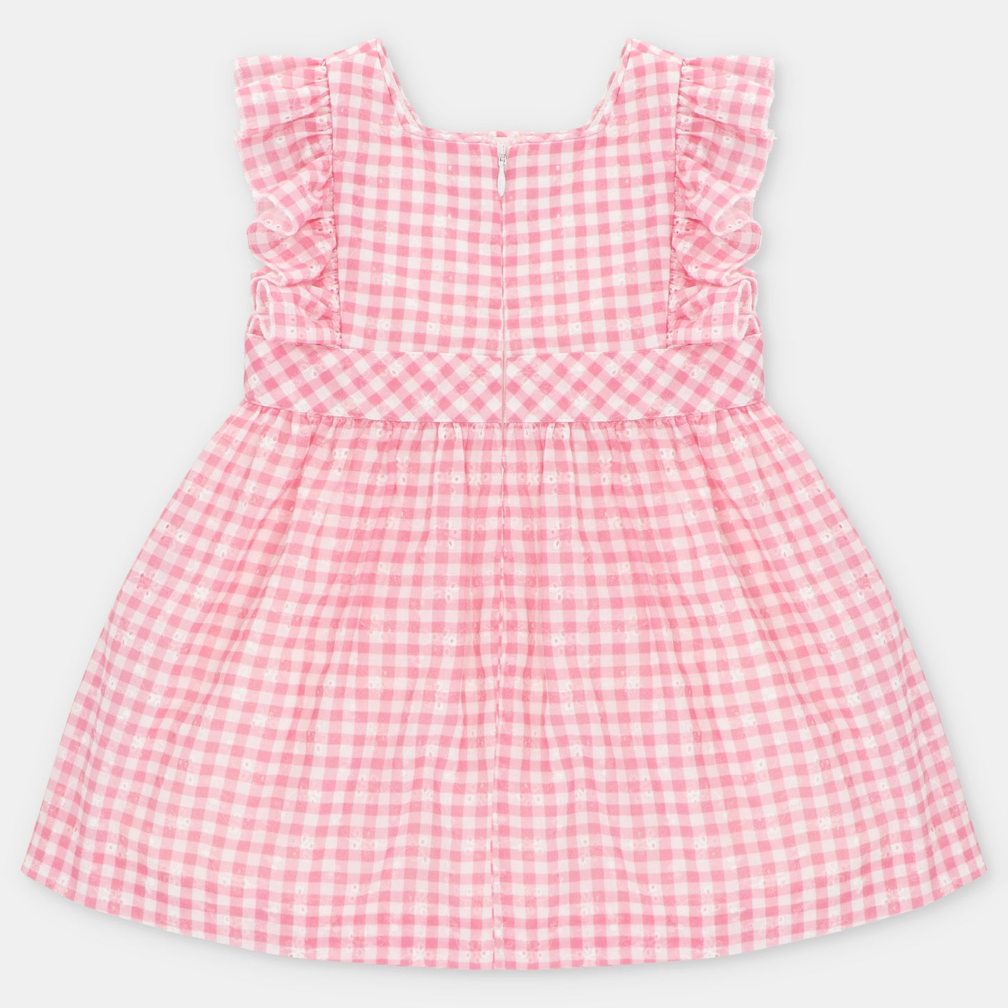 Vestido de bebé niña con microestampado de cuadros Fucsia Martín Aranda