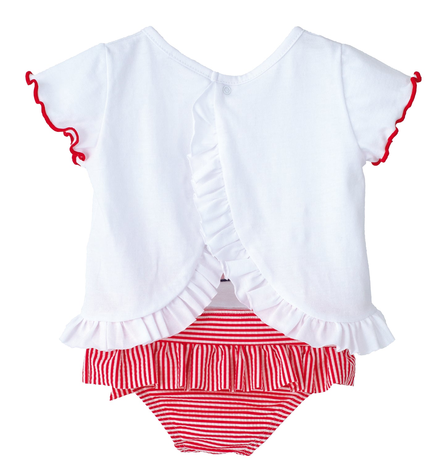 Conjunto niña baño barquito rojo