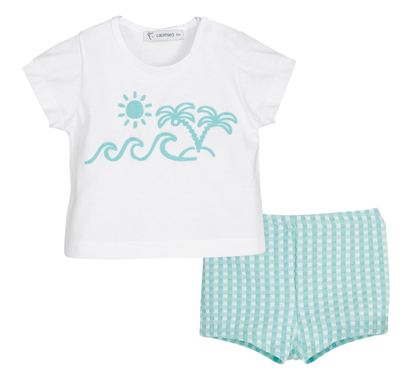 Conjunto baño niño Vichy turquesa