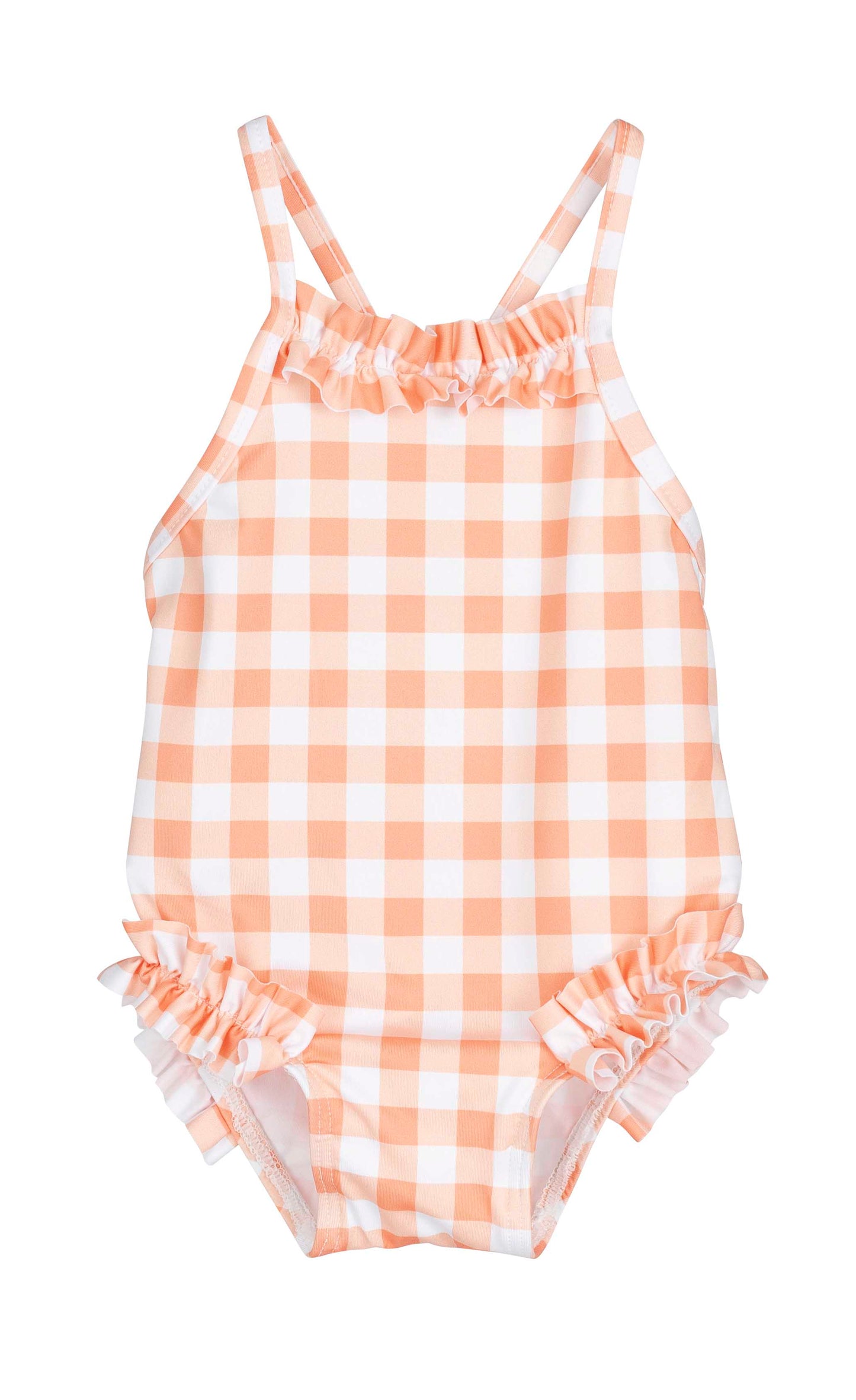 Bañador cuadros melocotón