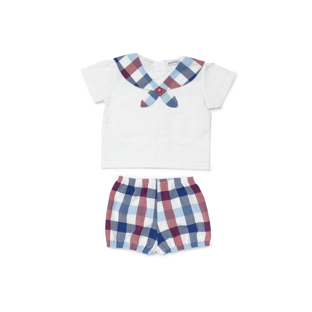 Conjunto de niño de dos piezas con camisa con cuello babero