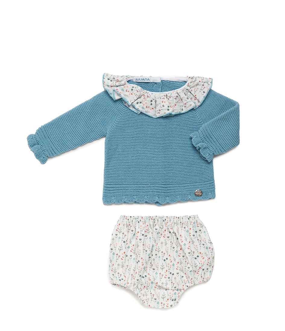 Conjunto de niña con brauita de ramitas y jersey