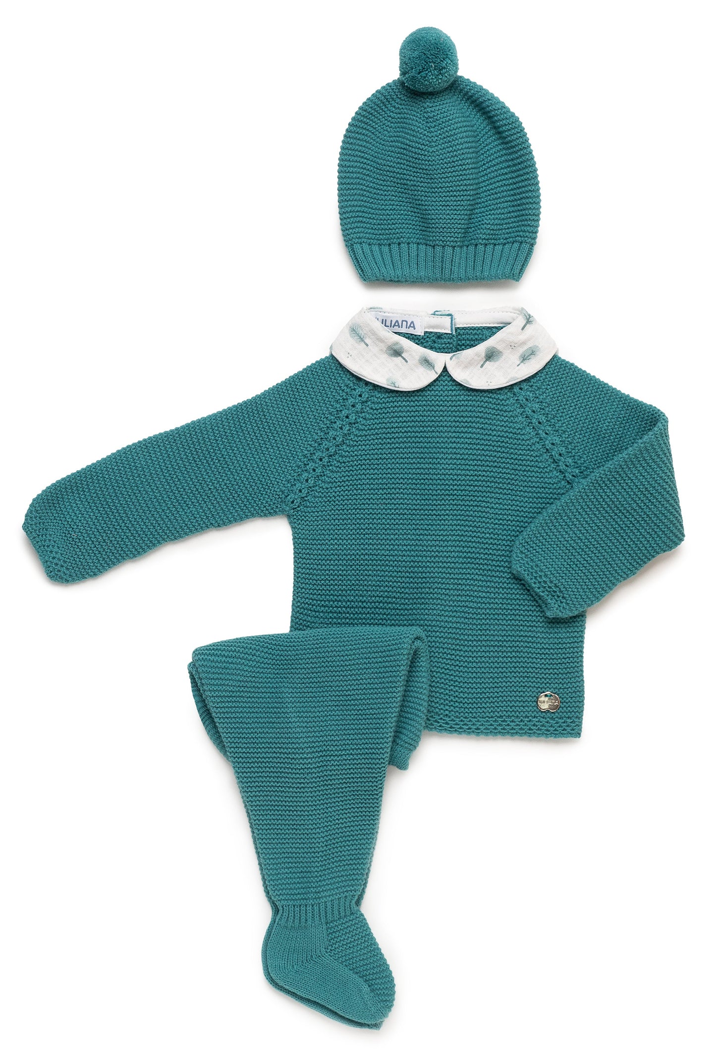Conjunto de polaina en verde báltico con arbolitos - Oda