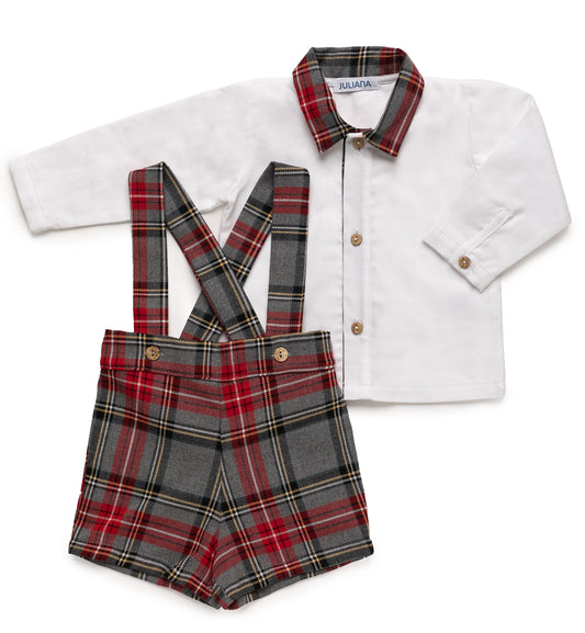 Conjunto camisa tirantes cuadros con camisa
