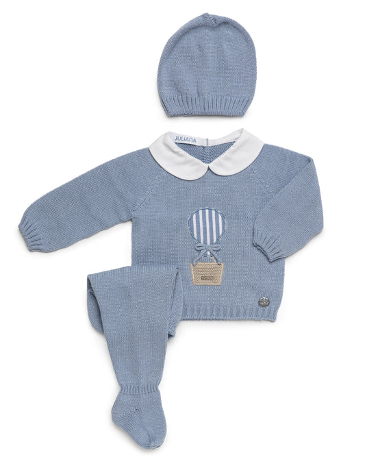 Conjunto de tres piezas bordado con globo