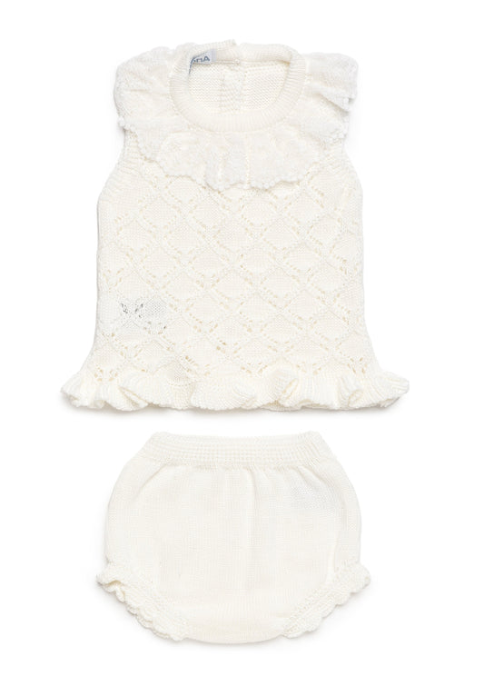 Conjunto con braguita punto rombos calados