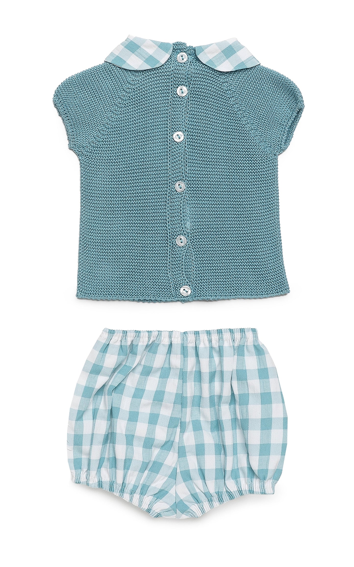 Conjunto con braguita tela cuadros azul nube