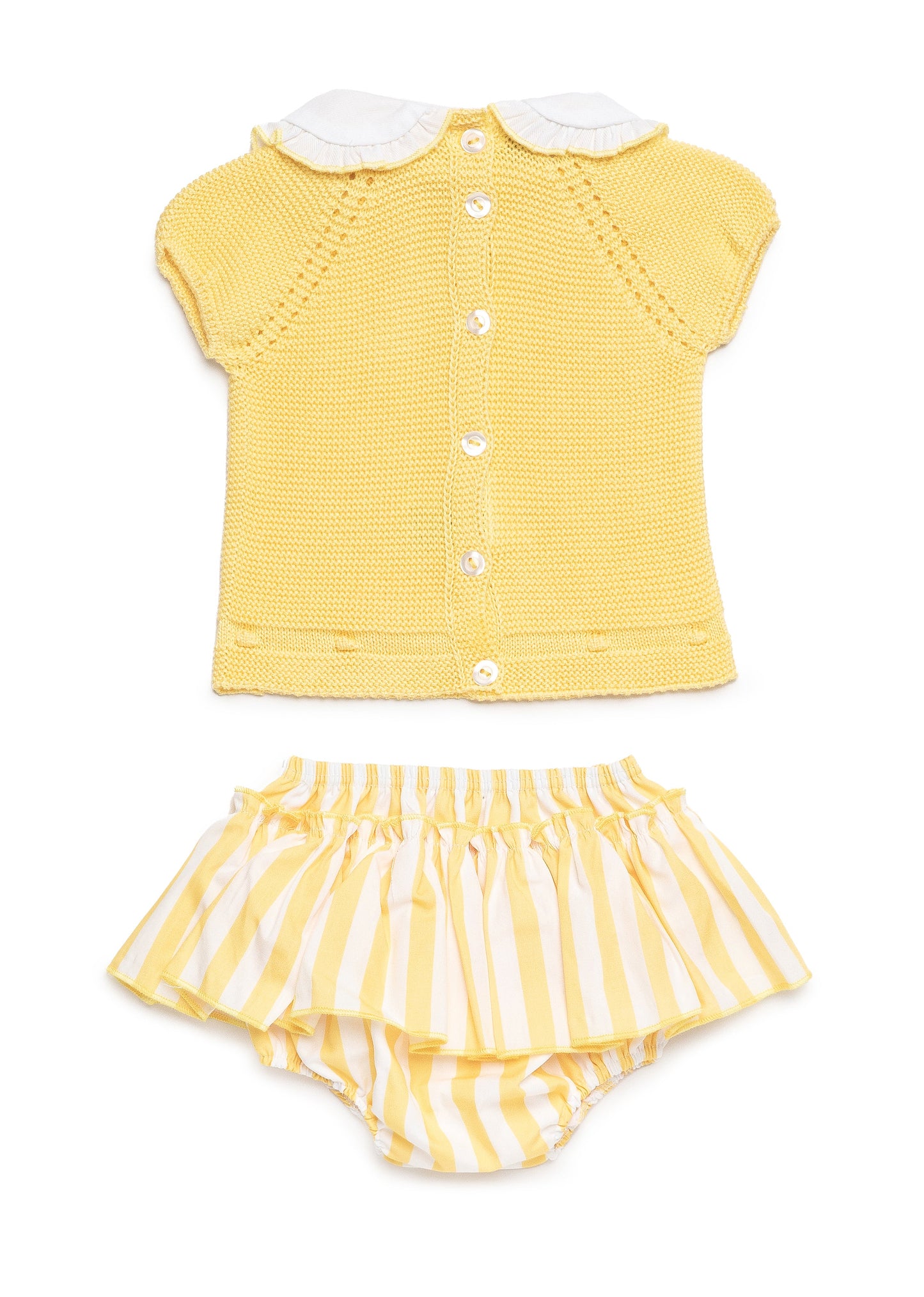 Conjunto con braguita tela de rayas amarilla