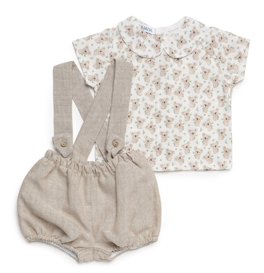 Peto de tela lino con camisa koalas