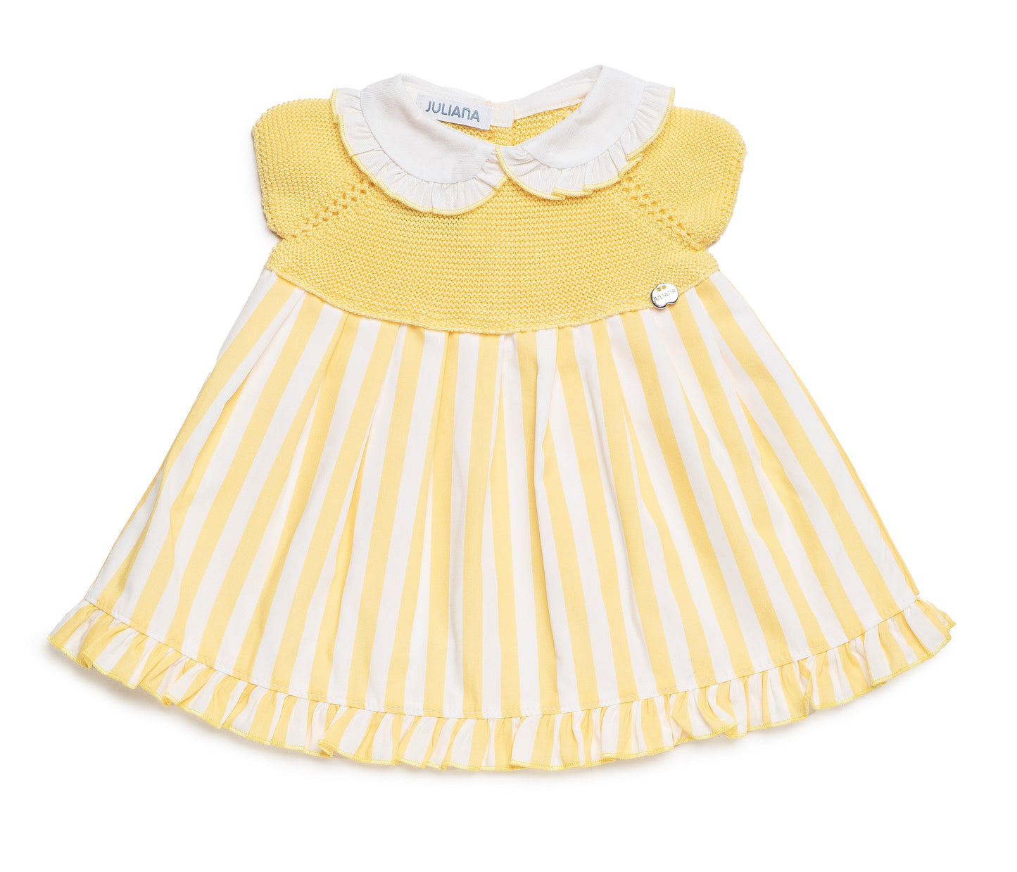 Vestido cuerpo de punto y rayas amarillas