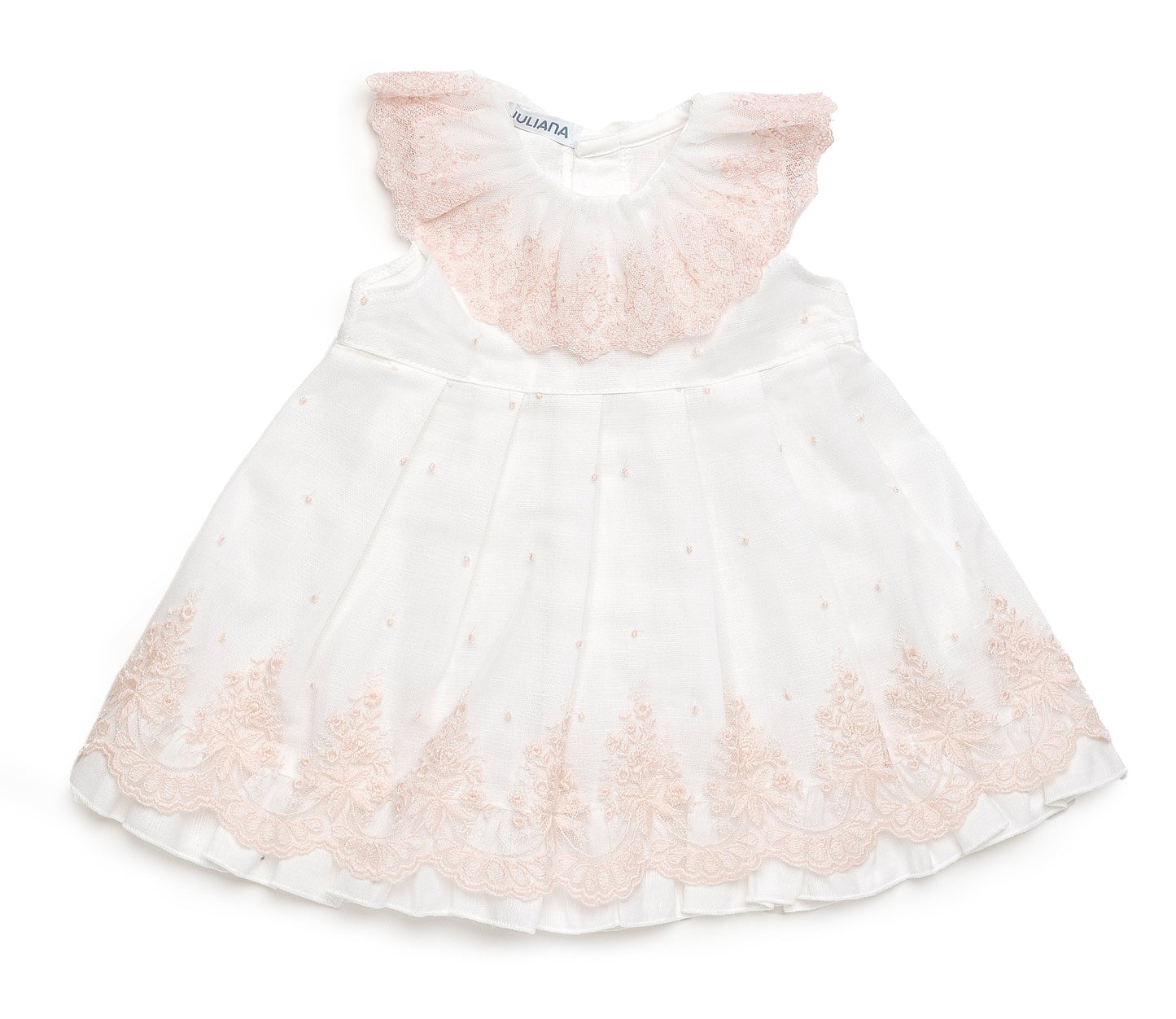 Vestido con corte en la cintura de de encaje rosa