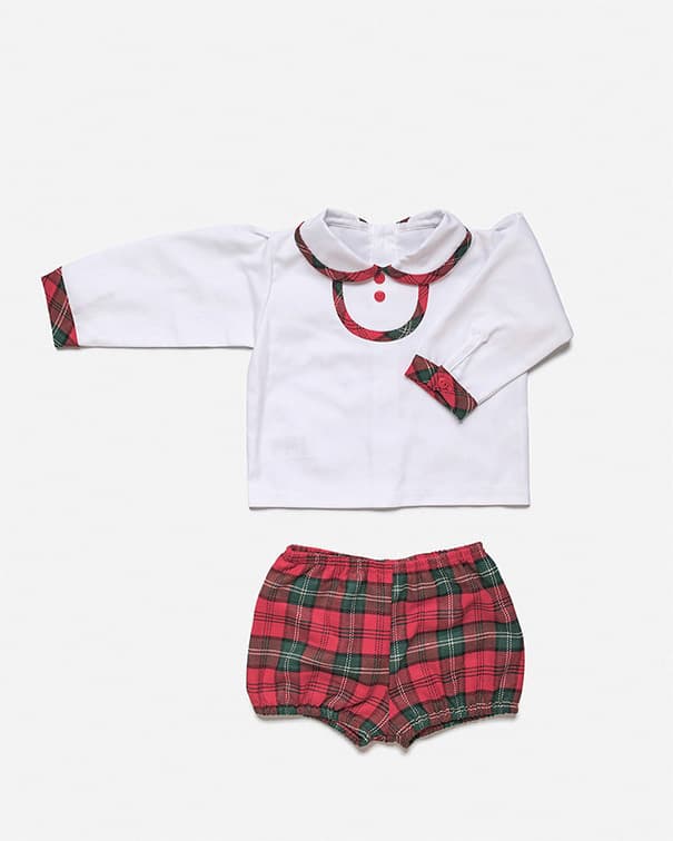 Conjunto de camisa de niño y pantalón de cuadros