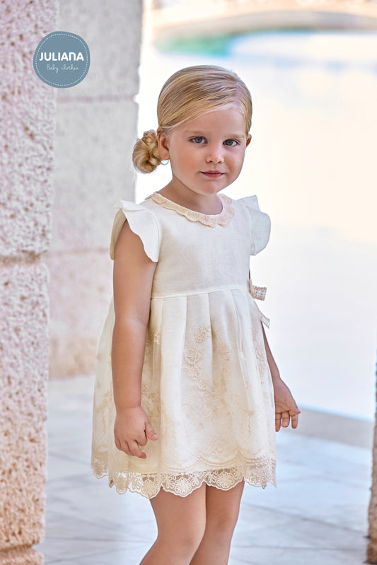 Vestido corto con braguita encaje lazo y puntilla