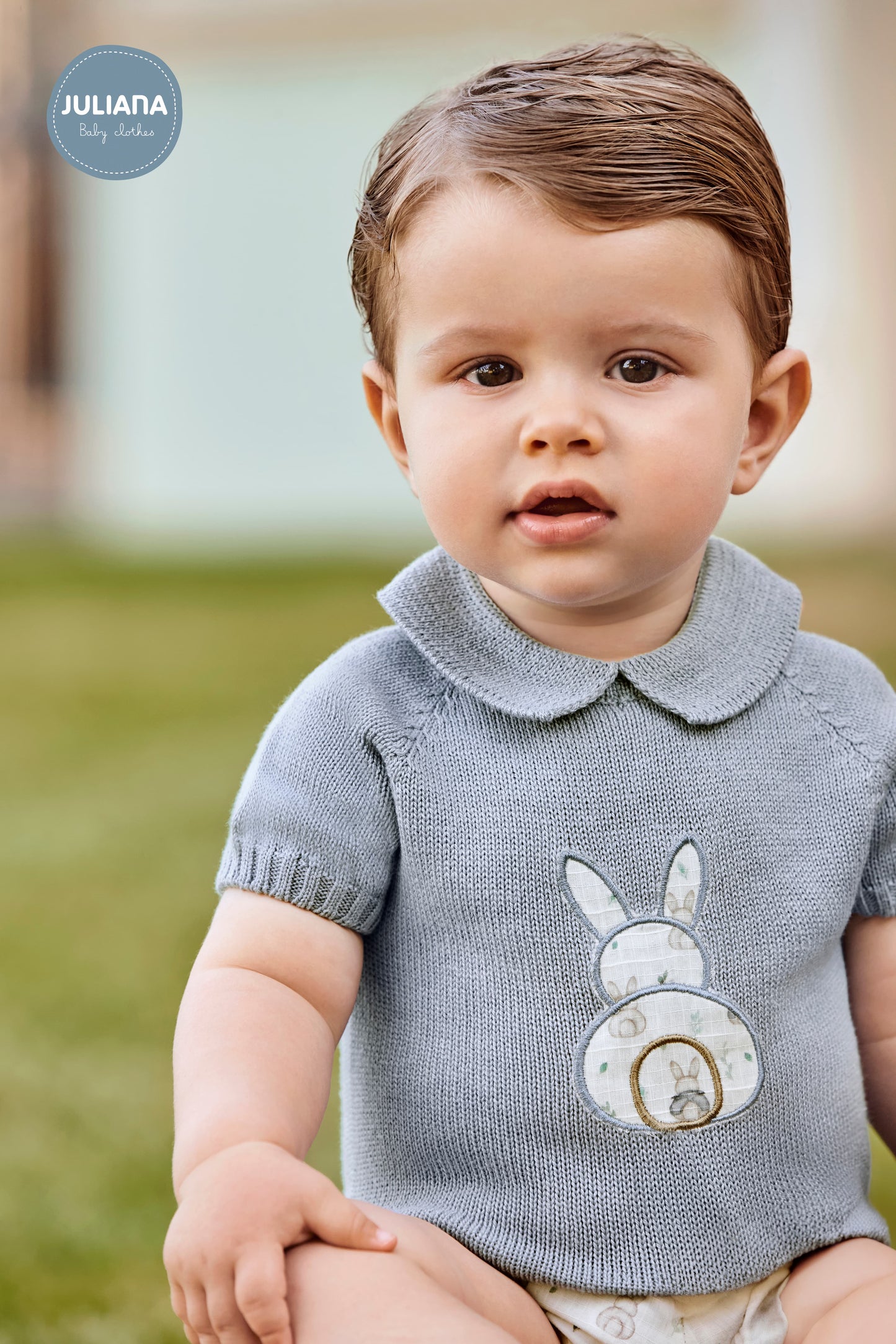 Conjunto de niño en color azul cielo con conejito - Jugo