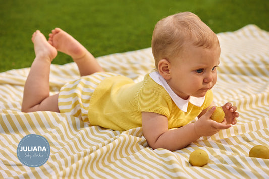Conjunto con braguita tala rayas amarillo
