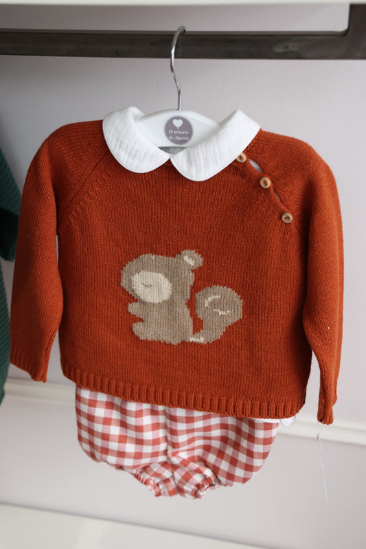 Conjunto bebé tres piezas ardilla