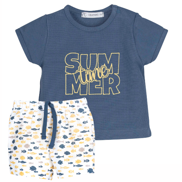 Conjunto pantalón cuadros peces