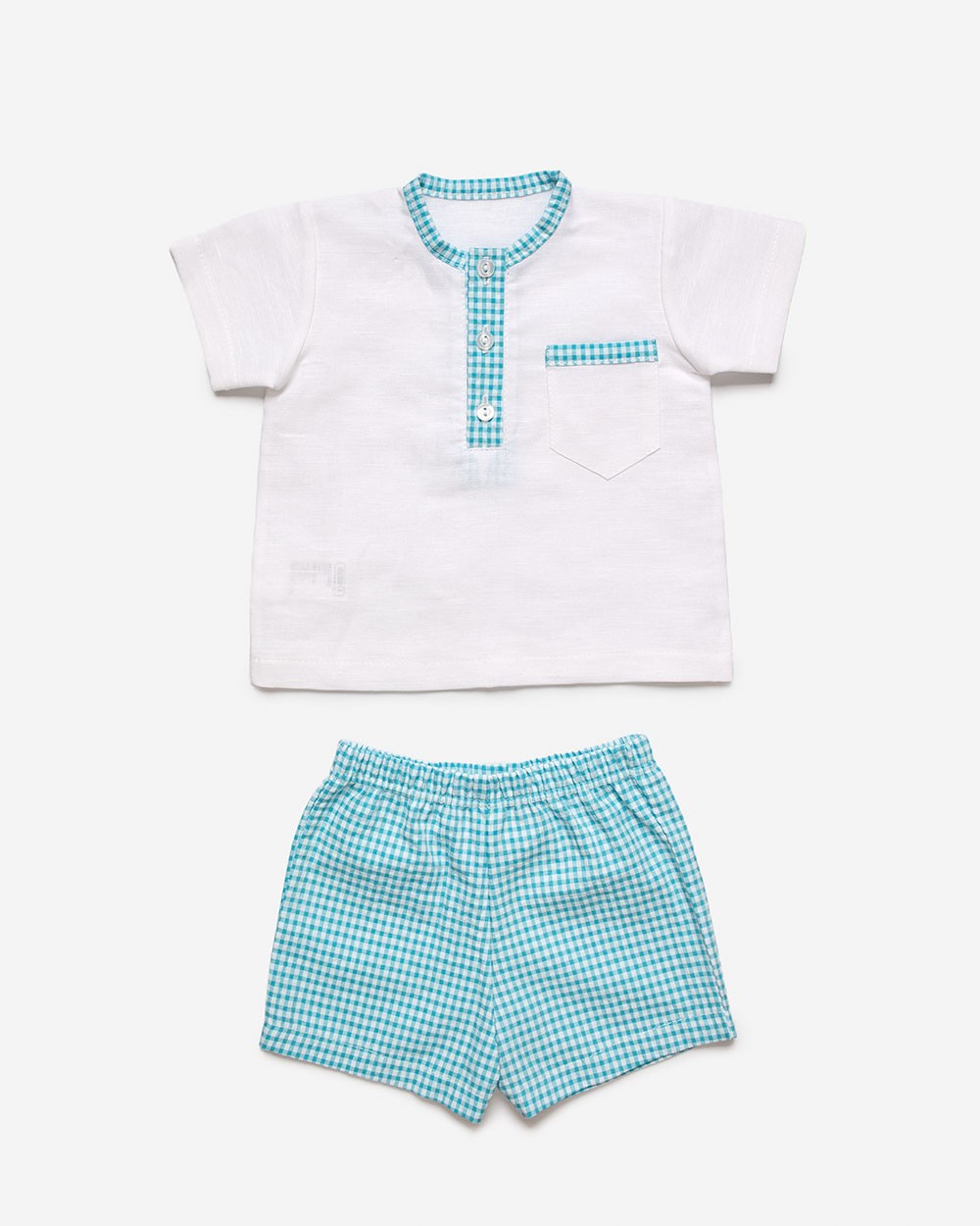 Conjunto con camisa de niño con tela vichy y bolsillo