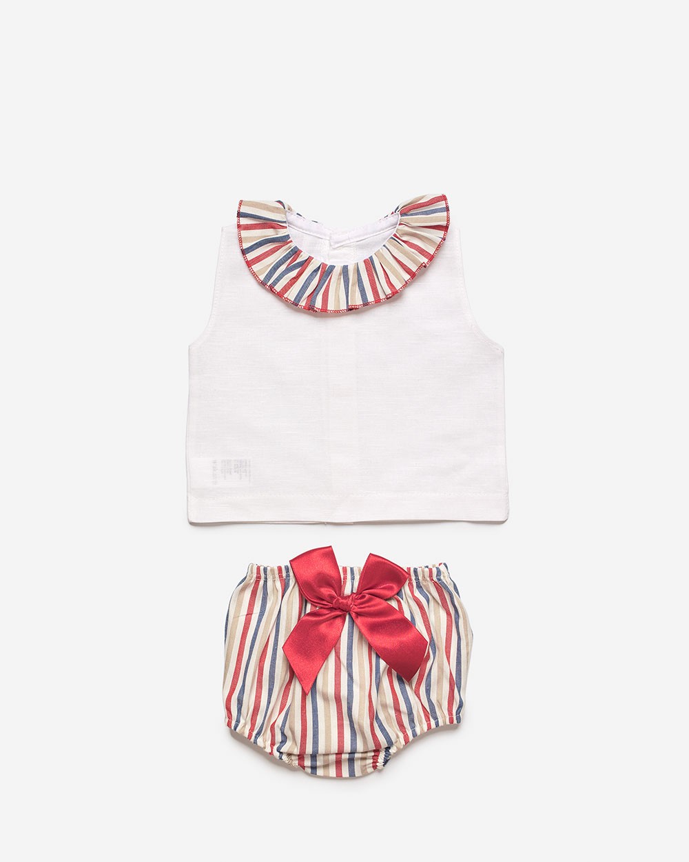 Conjunto con camisa de niña con tela rayada