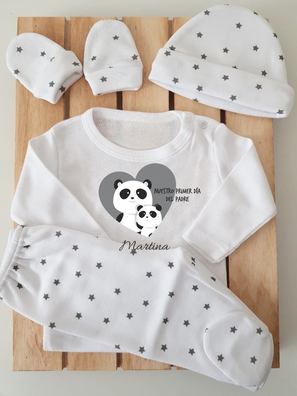 Conjunto completo estrellas -Nuestro primer día del padre osos panda