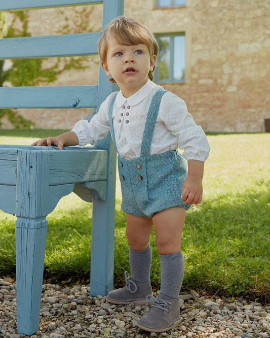 Conjunto peto y camisa niño Petit flowers