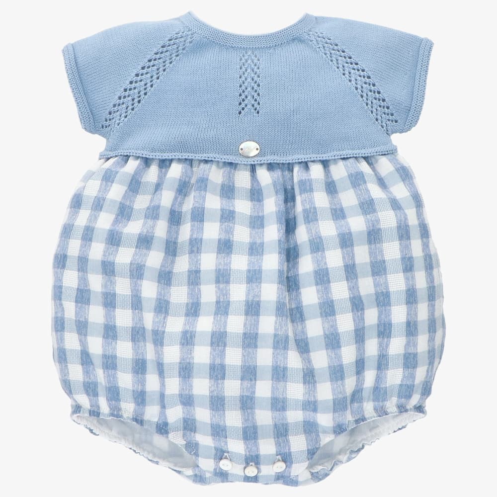 Pelele de punto y tela niño Bluish