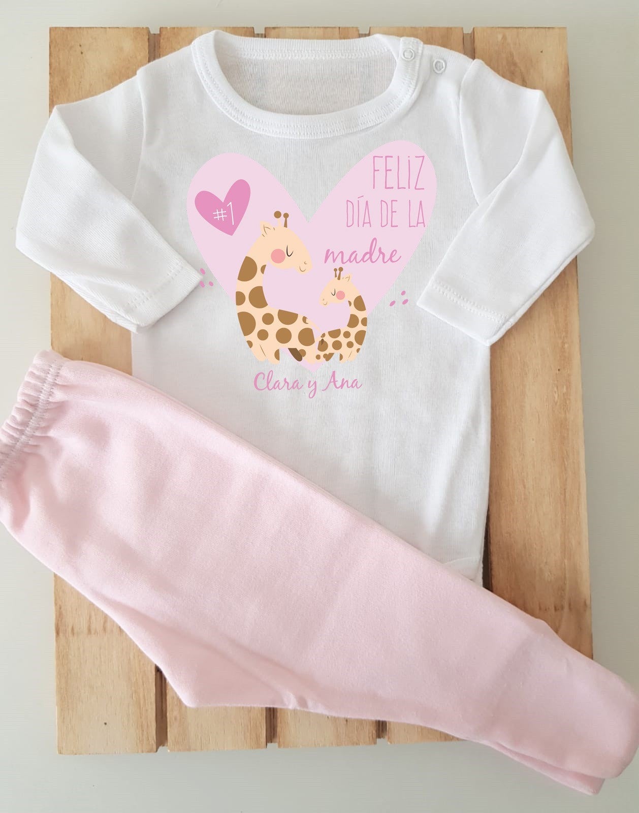 Conjunto con polaina personalizado - Feliz día de la madre - jirafas